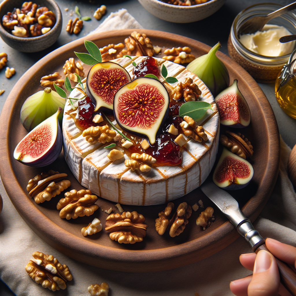 Baked Brie with Fig Jam and Walnuts