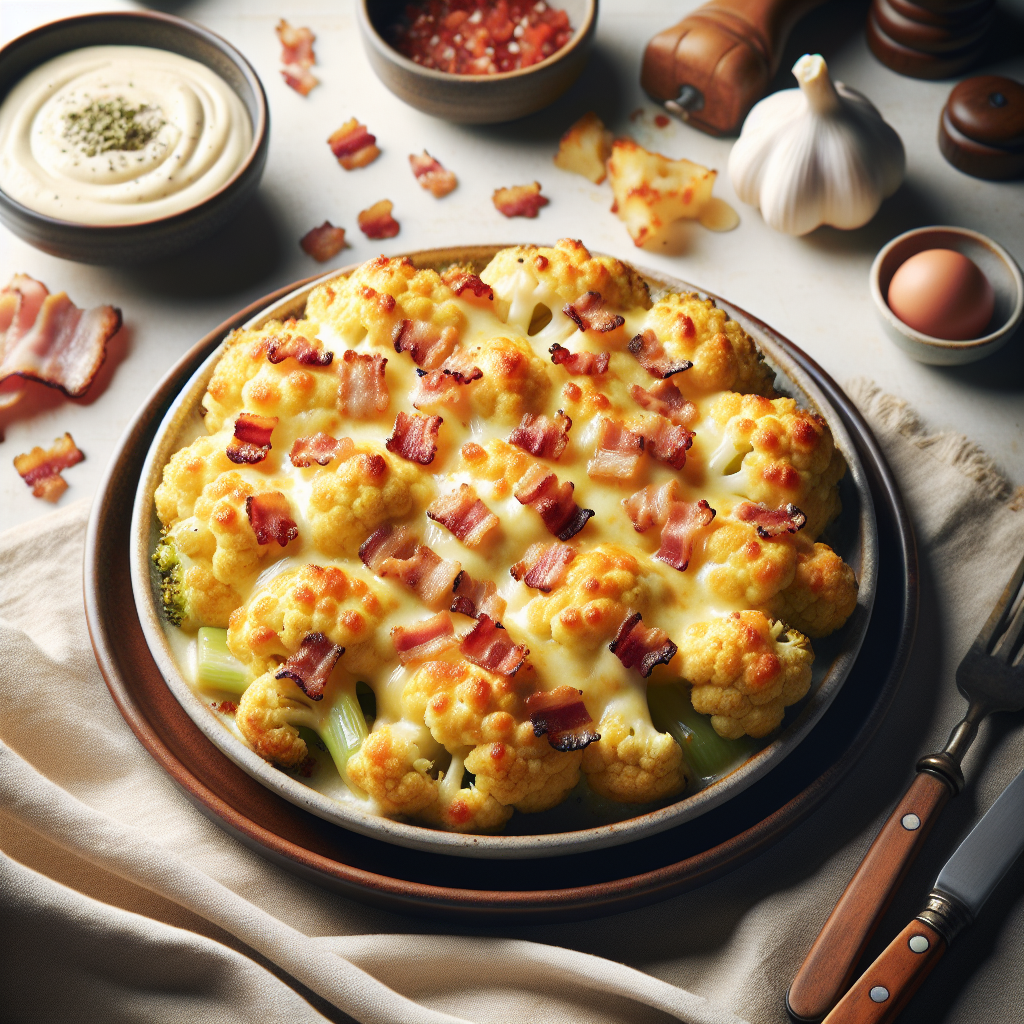 Cheesy Cauliflower Bake with Bacon