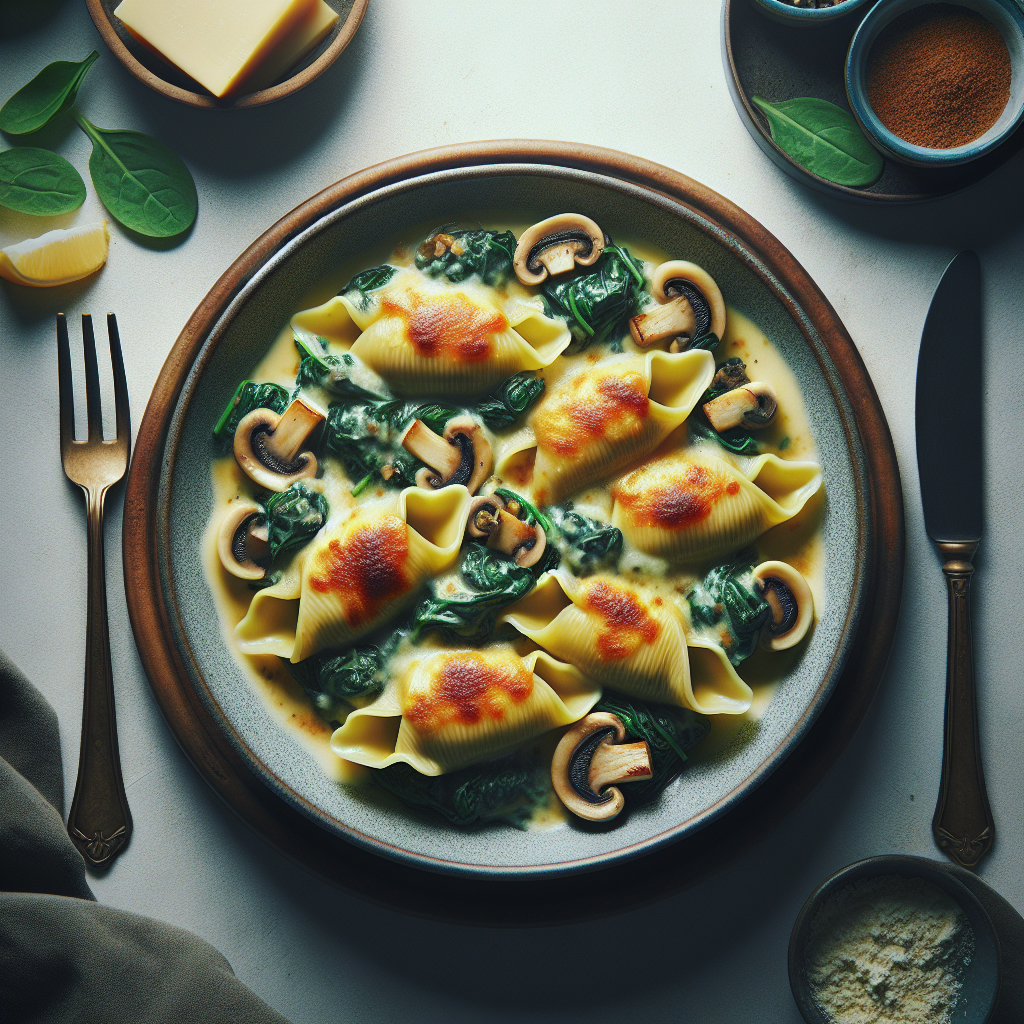 Cheesy Spinach and Mushroom Stuffed Shells