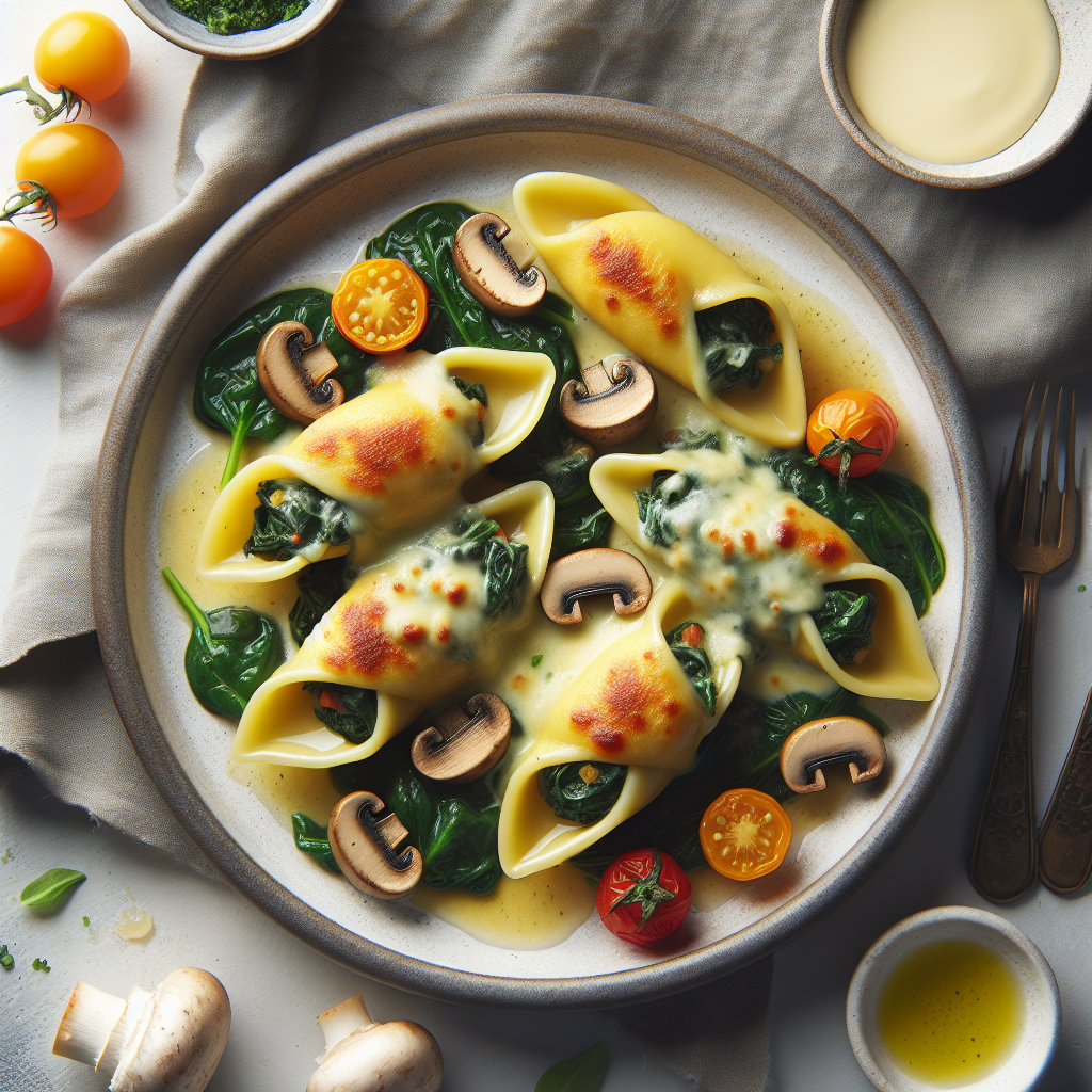 Cheesy Spinach and Mushroom Stuffed Shells