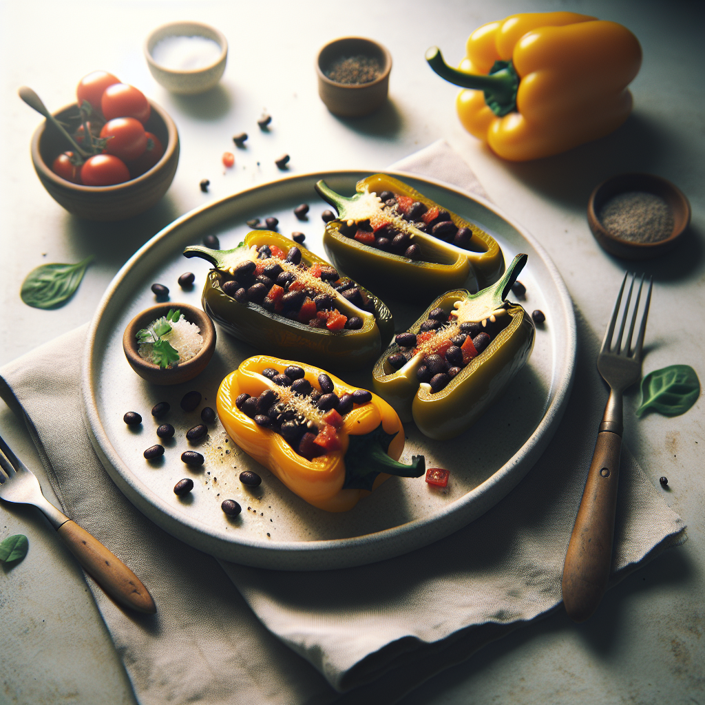Vegetarian Stuffed Peppers with Black Beans